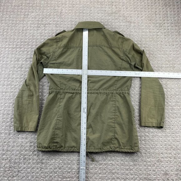 Billabong Shirt Women Small S Green Khaki Buttons Full Zip Light Jacket Cargo - Picture 13 of 15